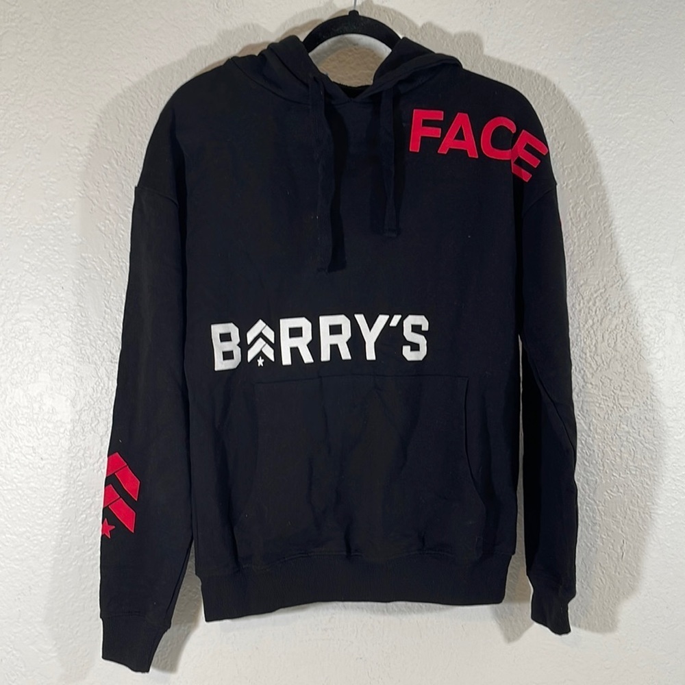 BARRY'S BOOTCAMP Face Yourself Challenge Black Hoodie CrossFit Running XS Womens